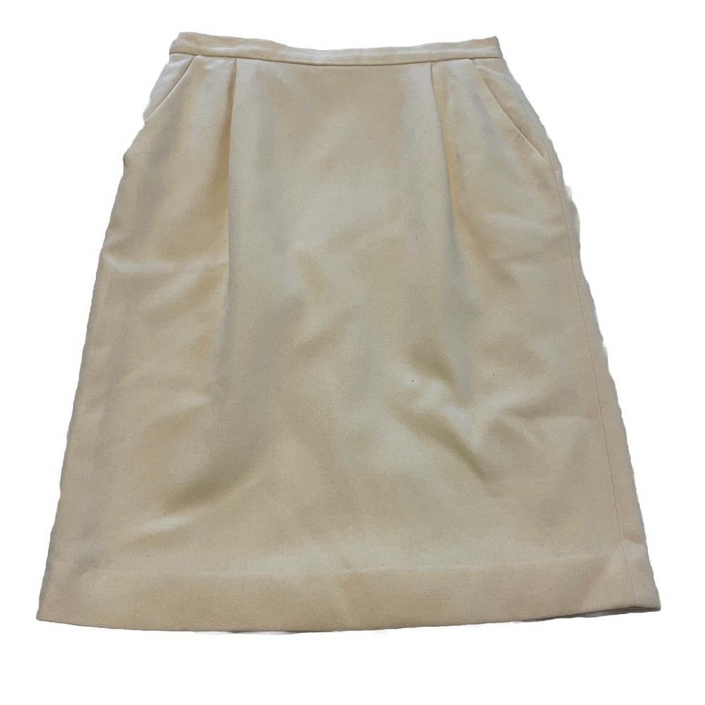 Pendleton Wool‎ Skirt Women's 10P Cream Vintage Lined Pockets Classic USA Made